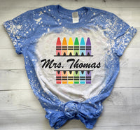 Vintage Crayon personalized back to school Teacher Shirt
