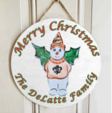 Personalized Nola Snowman Christmas Door Hanger